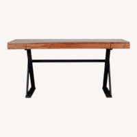 Moe's Industrial Style Desk with Solid Wood Top 