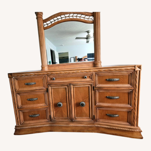 Used Light Brown Dresser with Mirror for sale on AptDeco