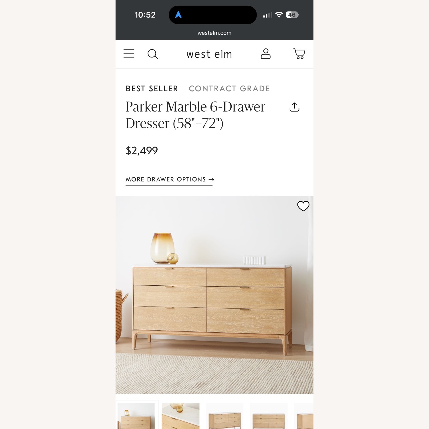 West Elm Parker Dresser - Washed Oak, 72” - image-3