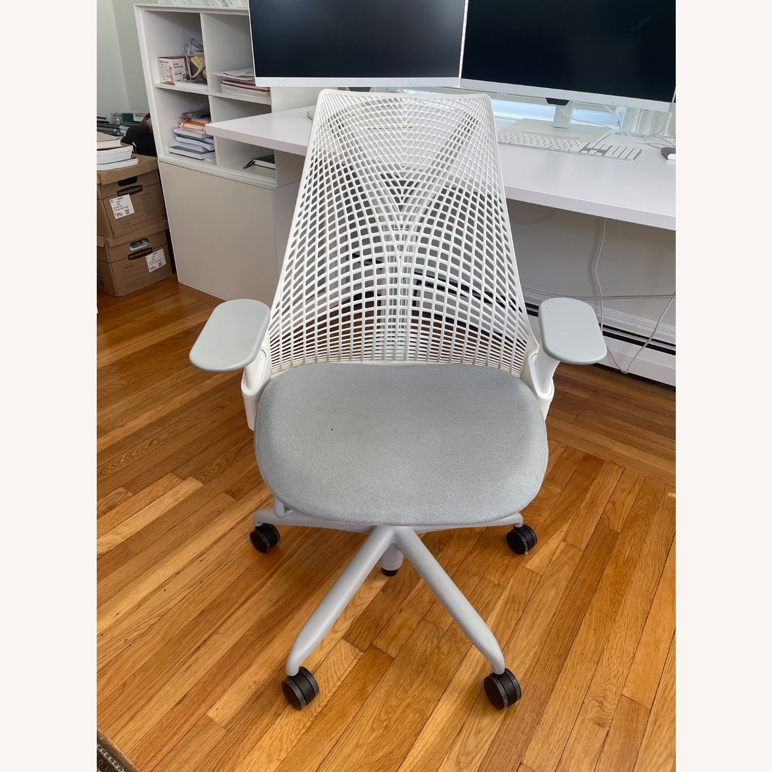 Herman Miller Sayl White Fabric Office Chair - image-1