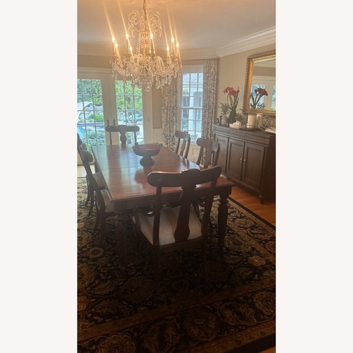 Used Ethan Allen Dark Brown Wood Dining Table for sale on AptDeco