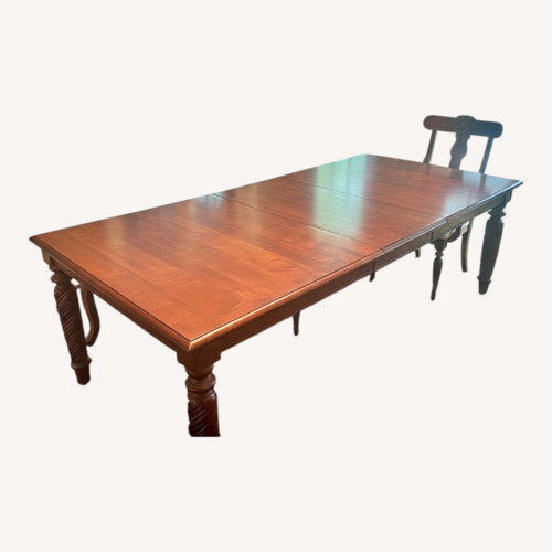 Used Ethan Allen Dark Brown Wood Dining Table for sale on AptDeco