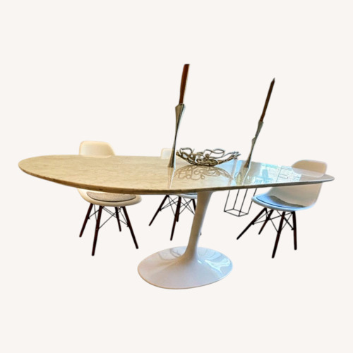 Used White Marble Dining Table for sale on AptDeco