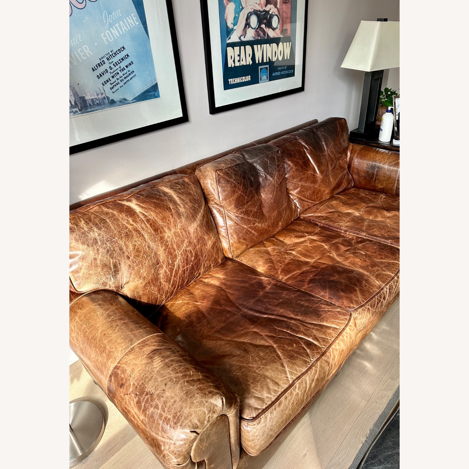 Restoration Hardware Leather Lancaster Sofa   - image-2
