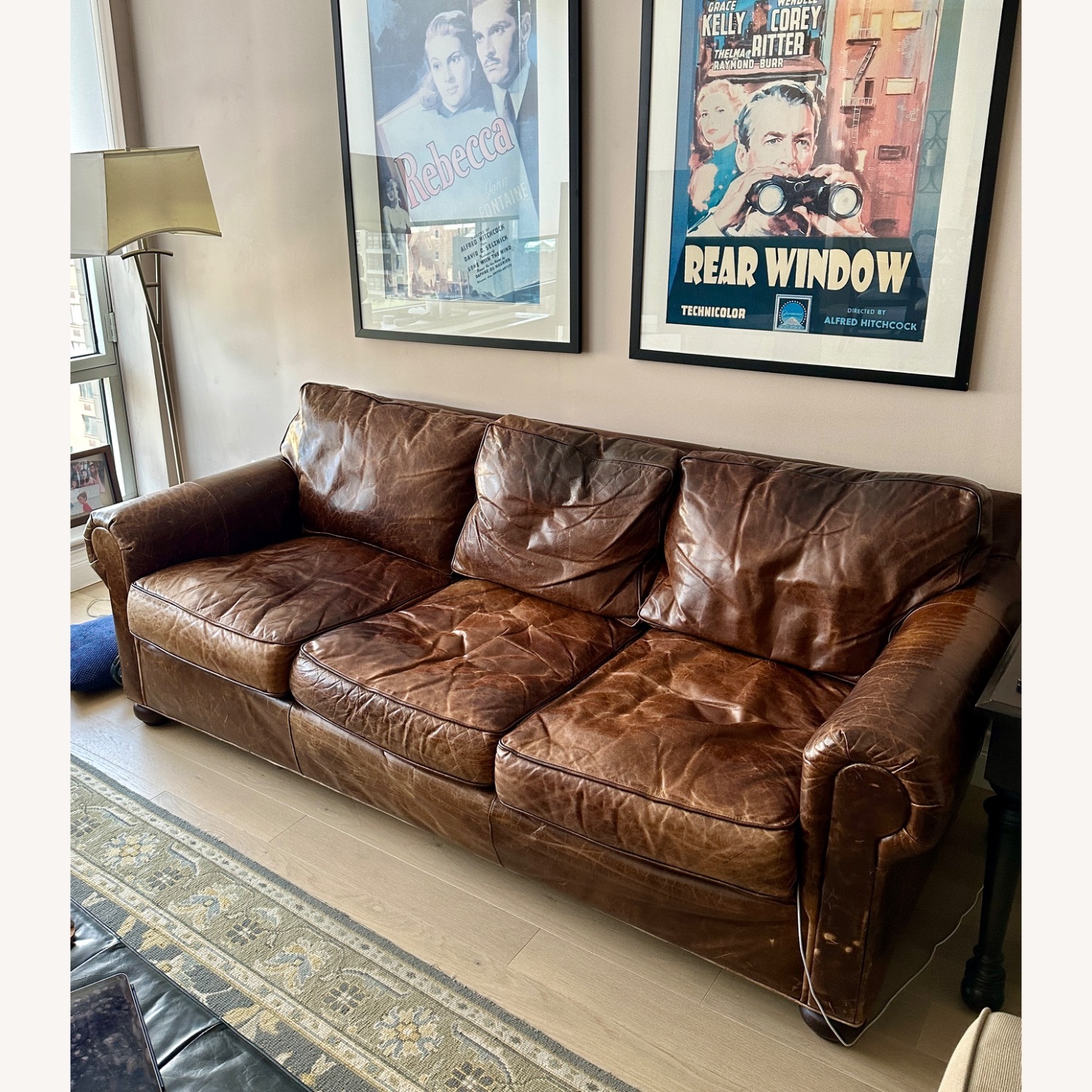Restoration Hardware Leather Lancaster Sofa   - image-8