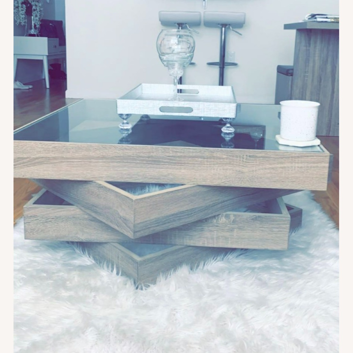 Wayfair Light Gray Glass Coffee Table - image-2