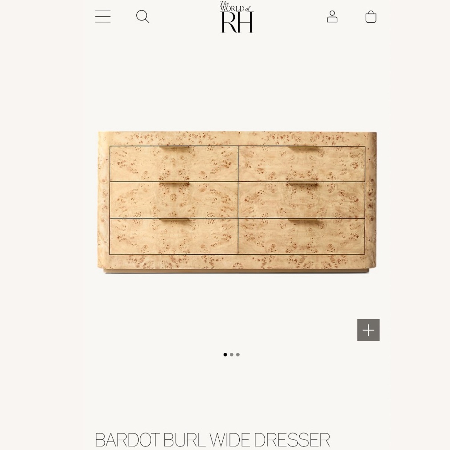 Restoration Hardware Bardot Burl Dresser - image-3