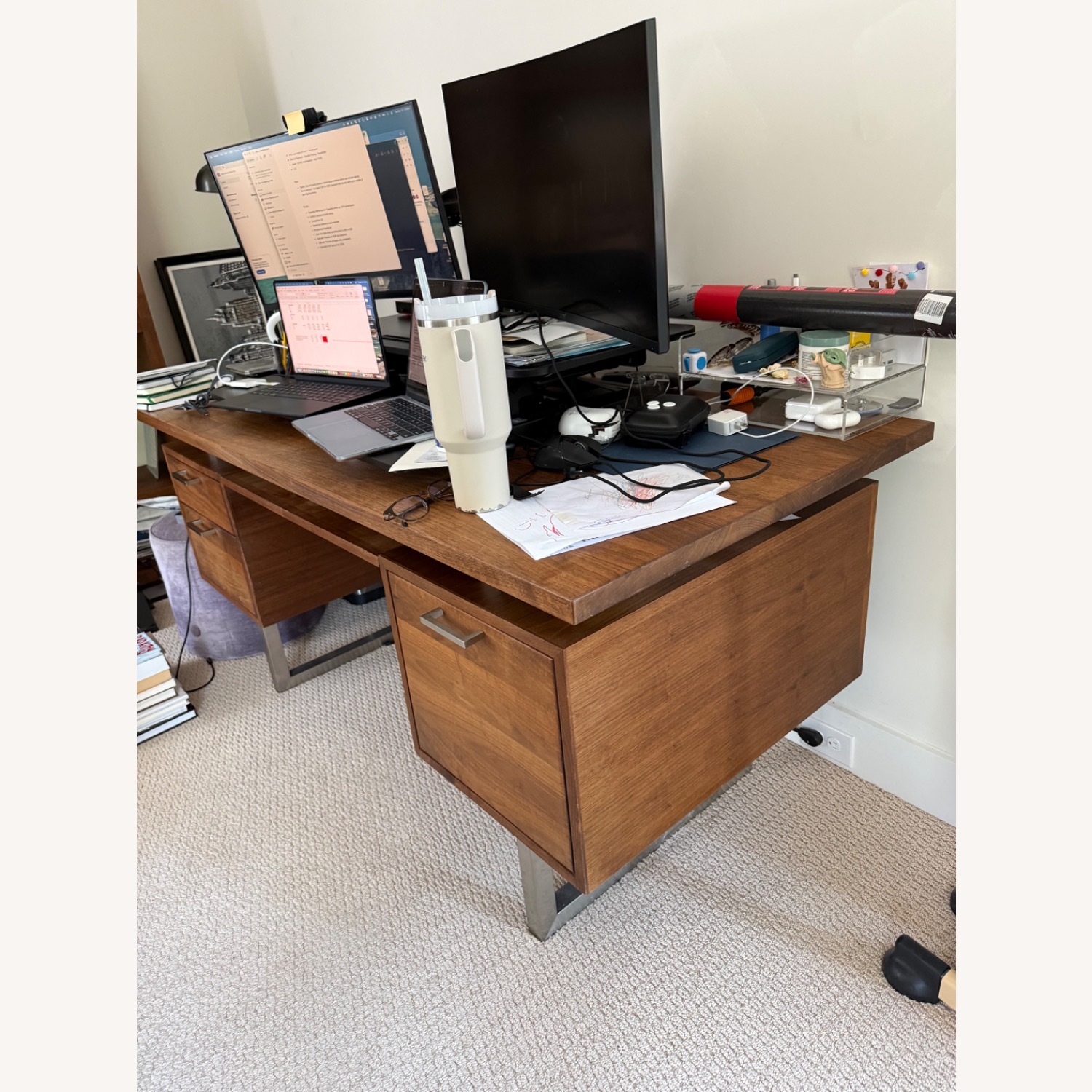 Crate & Barrel Clybourn Walnut Executive Desk - image-3