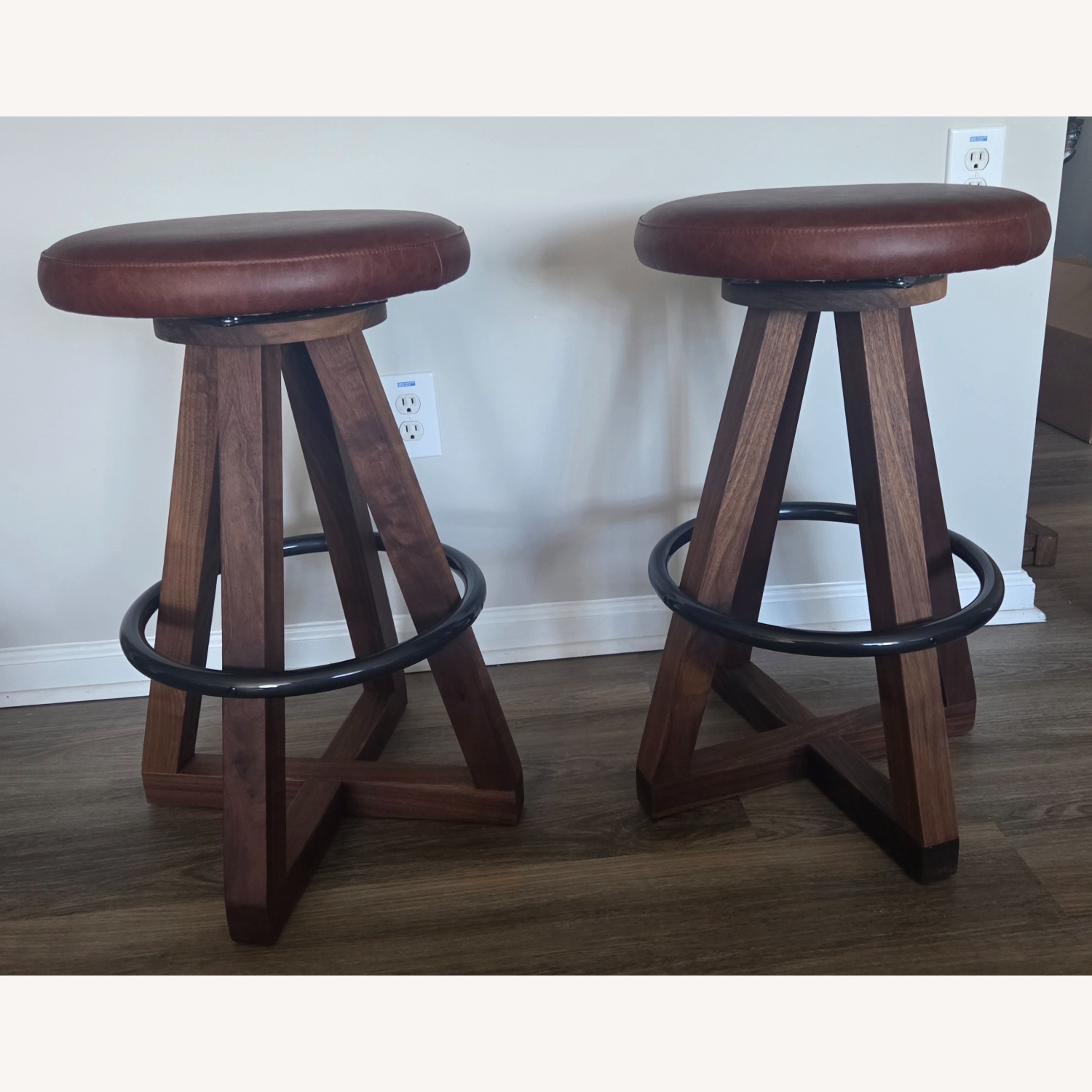 Perigold Artless X Swivel 26" Leather Counter Stools - 2 - image-2