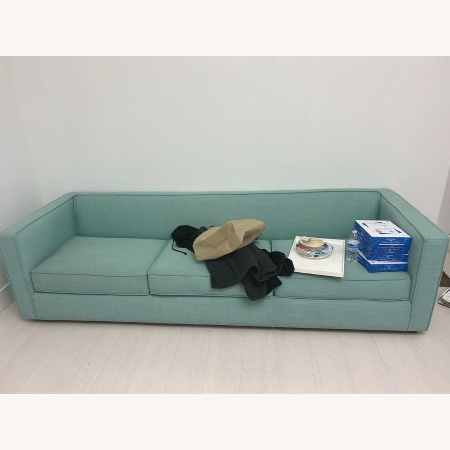 CB2 Club Modern 3-Seat Light Blue Sofa - image-1