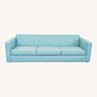 CB2 Club Modern 3-Seat Light Blue Sofa