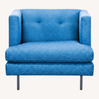 CB2 Avec Blue Modern Lounge Chair with Metal Legs