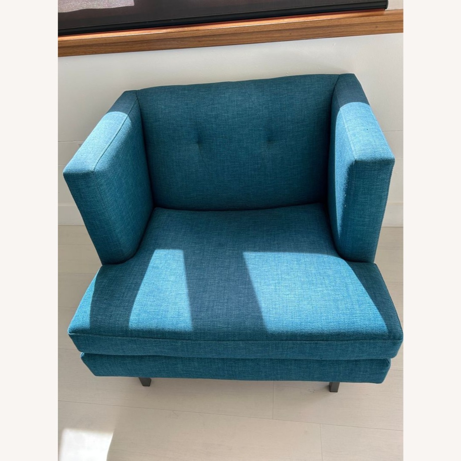 CB2 Avec Blue Modern Lounge Chair with Metal Legs - image-1