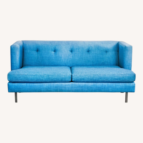 Used CB2 Avec Modern Blue Fabric Loveseat  for sale on AptDeco