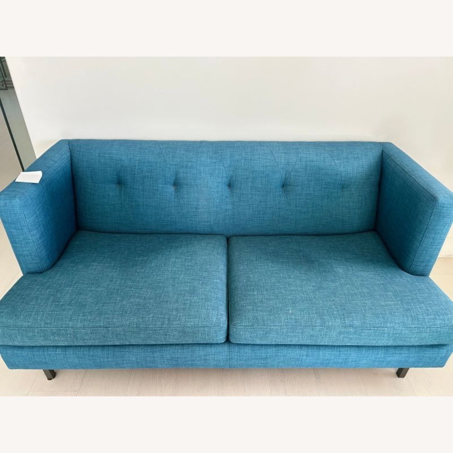 CB2 Avec Modern Blue Fabric Loveseat  - image-1
