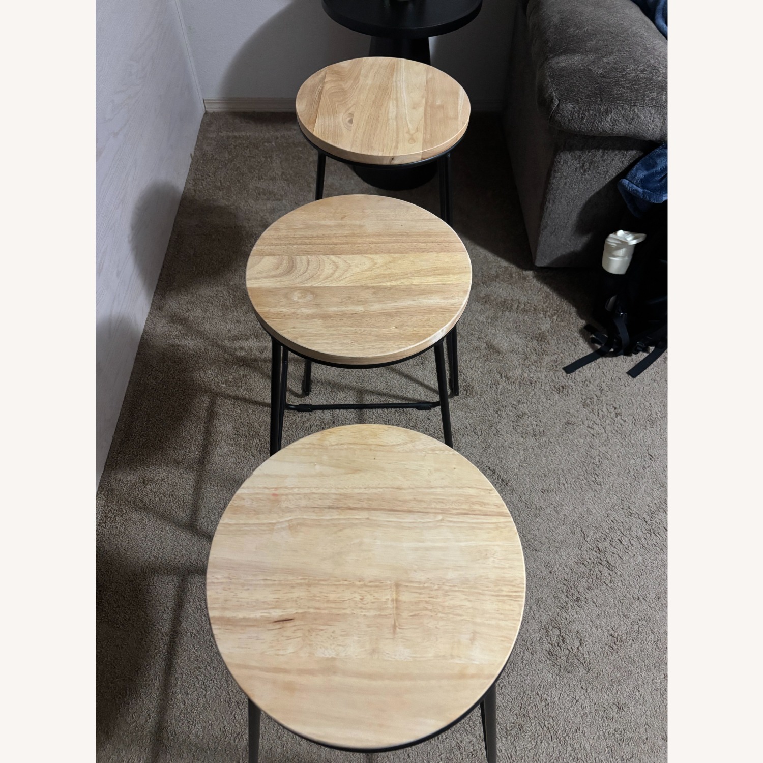 Walmart Mainstrays Black Wood Stools - image-3