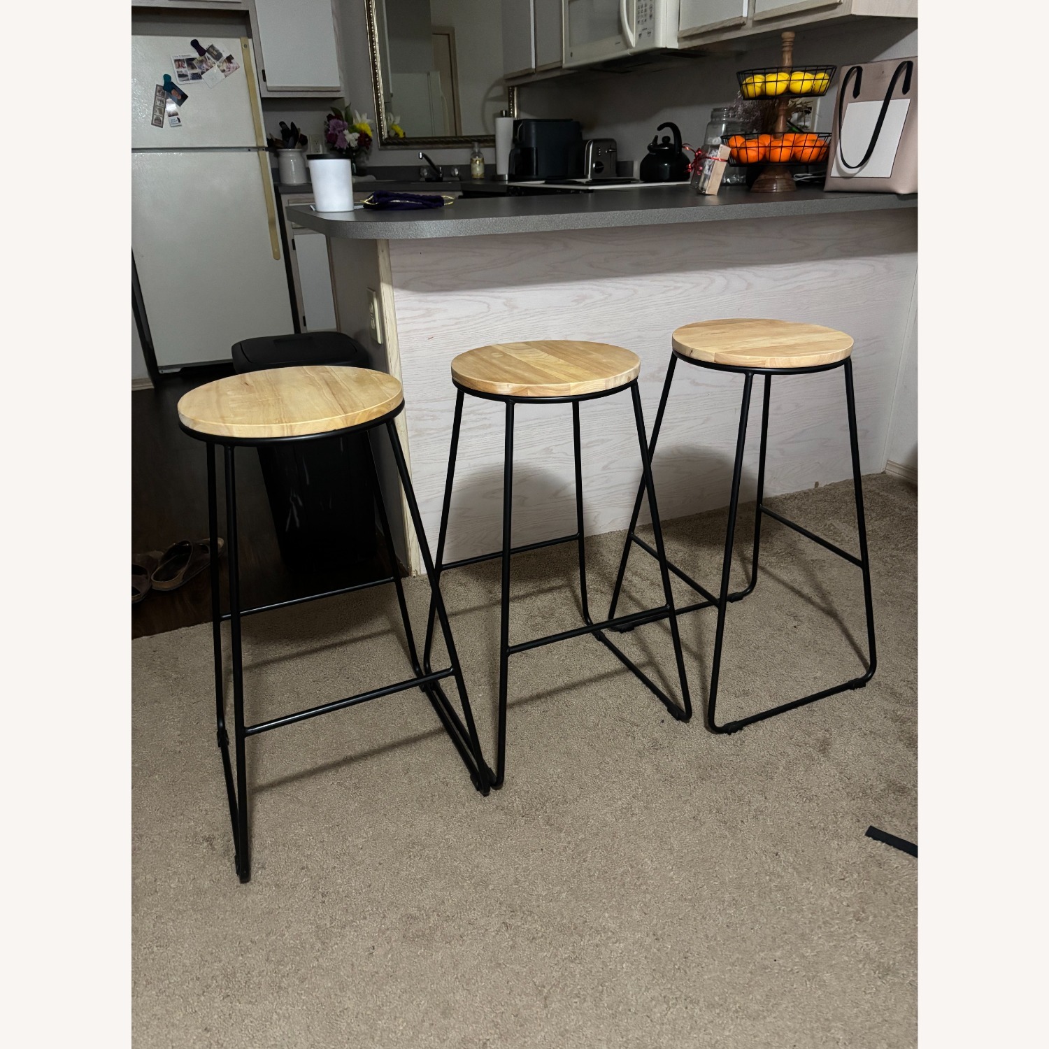 Walmart Mainstrays Black Wood Stools - image-1
