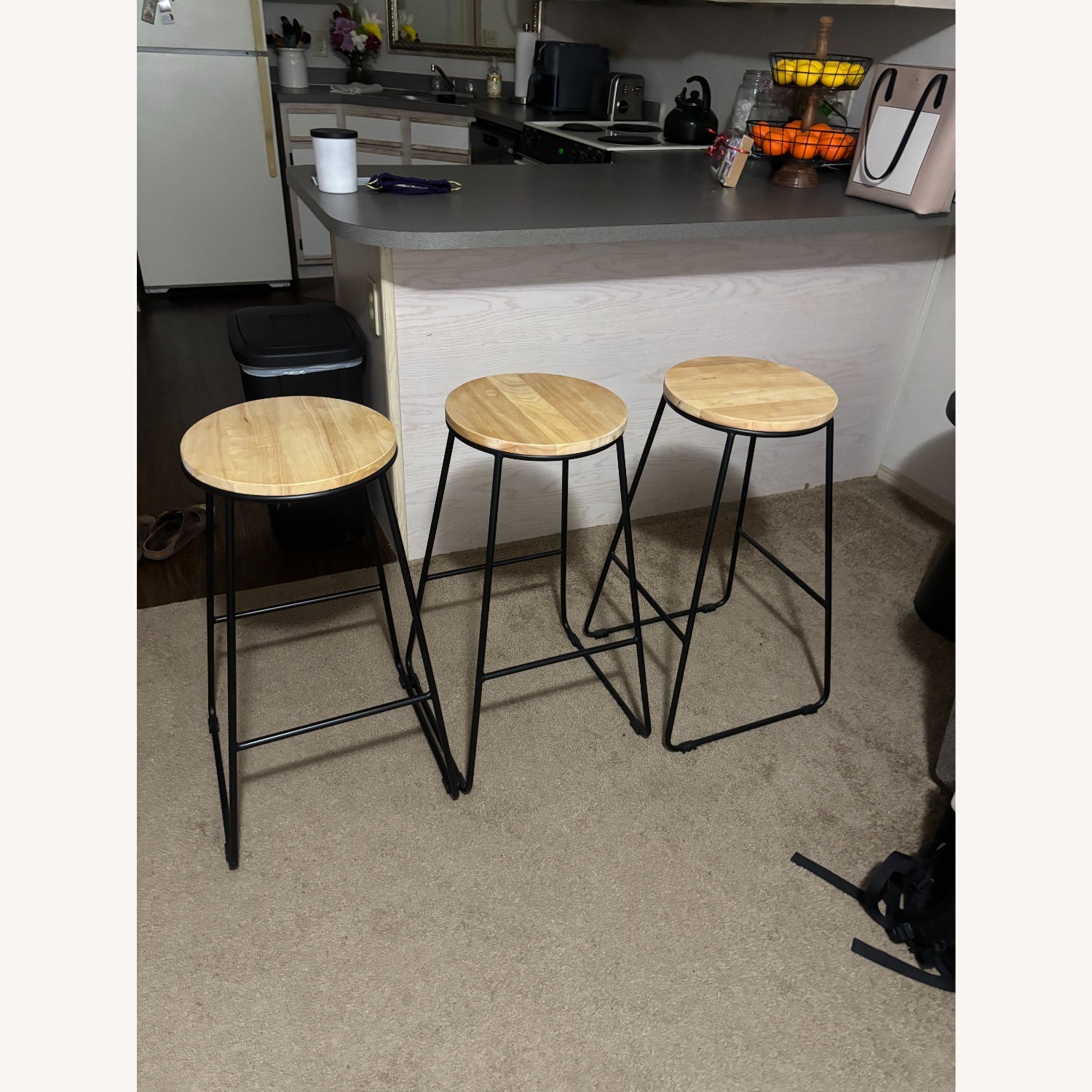 Walmart Mainstrays Black Wood Stools - image-2
