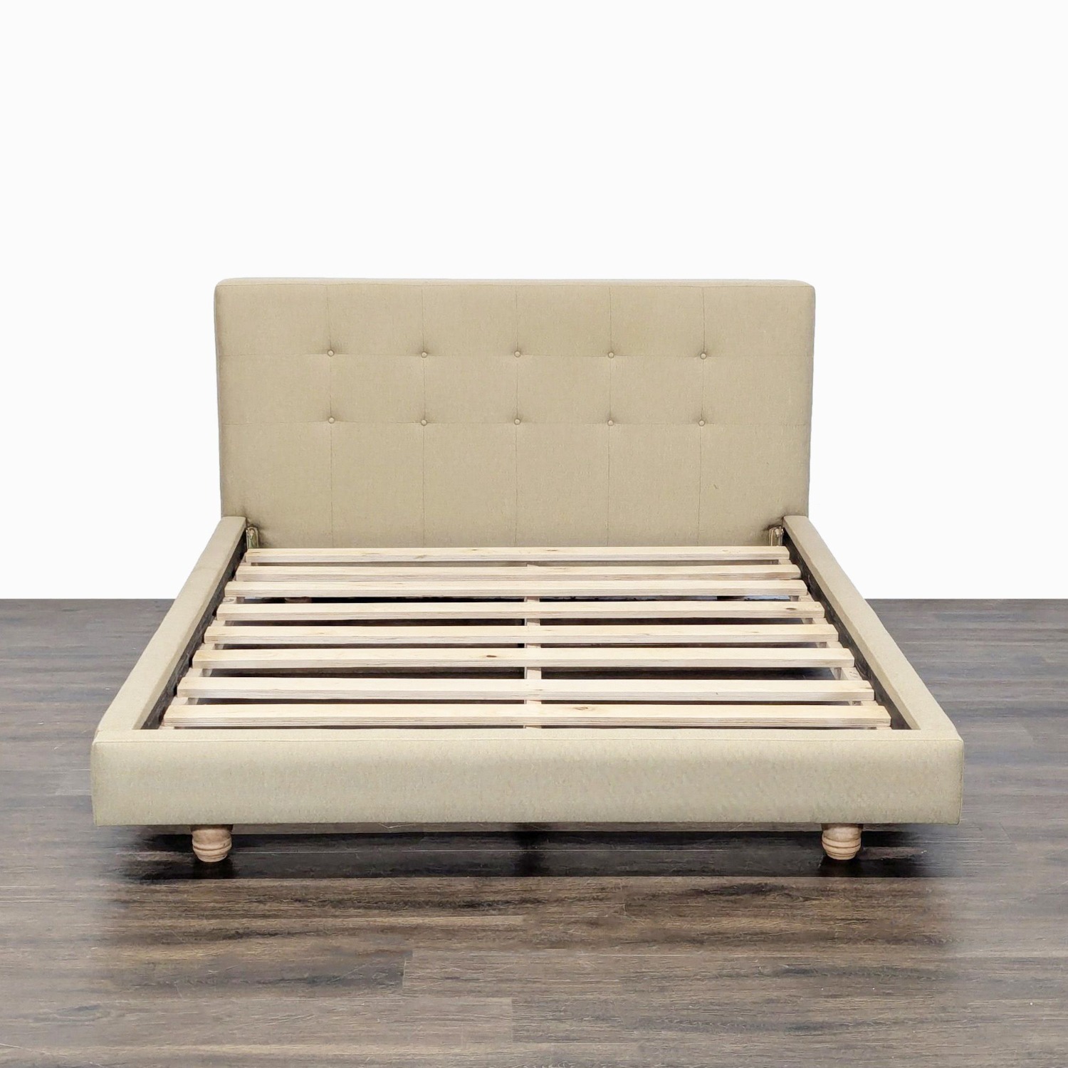 Crate & Barrel Tate Beige Upholstered Bed Frame  - image-6