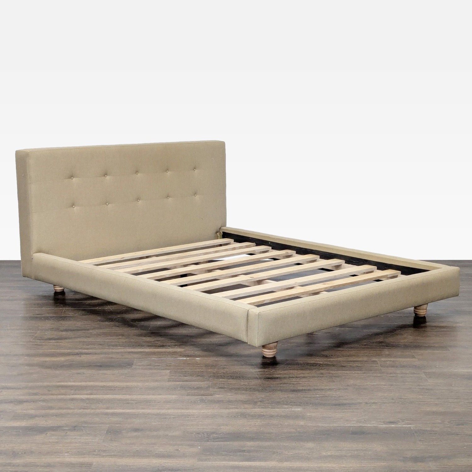 Crate & Barrel Tate Beige Upholstered Bed Frame  - image-5