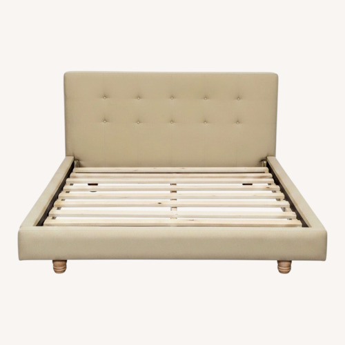 Used Crate & Barrel Tate Beige Upholstered Bed Frame  for sale on AptDeco