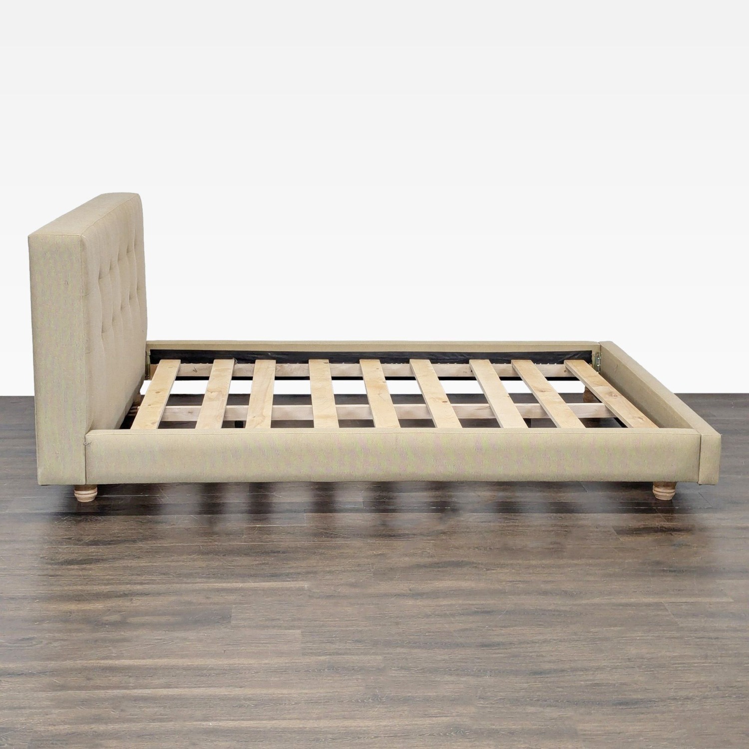 Crate & Barrel Tate Beige Upholstered Bed Frame  - image-3
