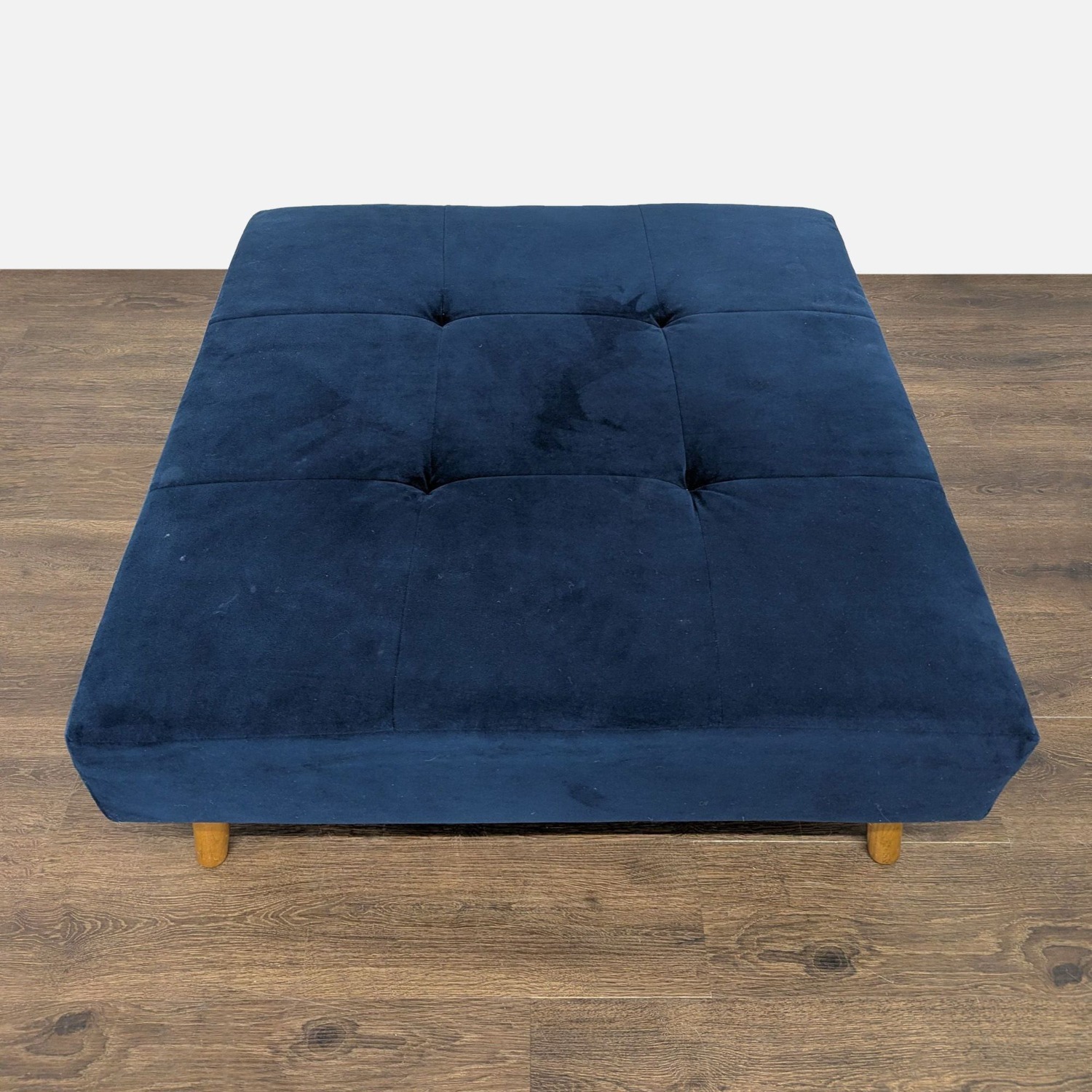 Tufted Ottoman on Wood Legs	 - image-1