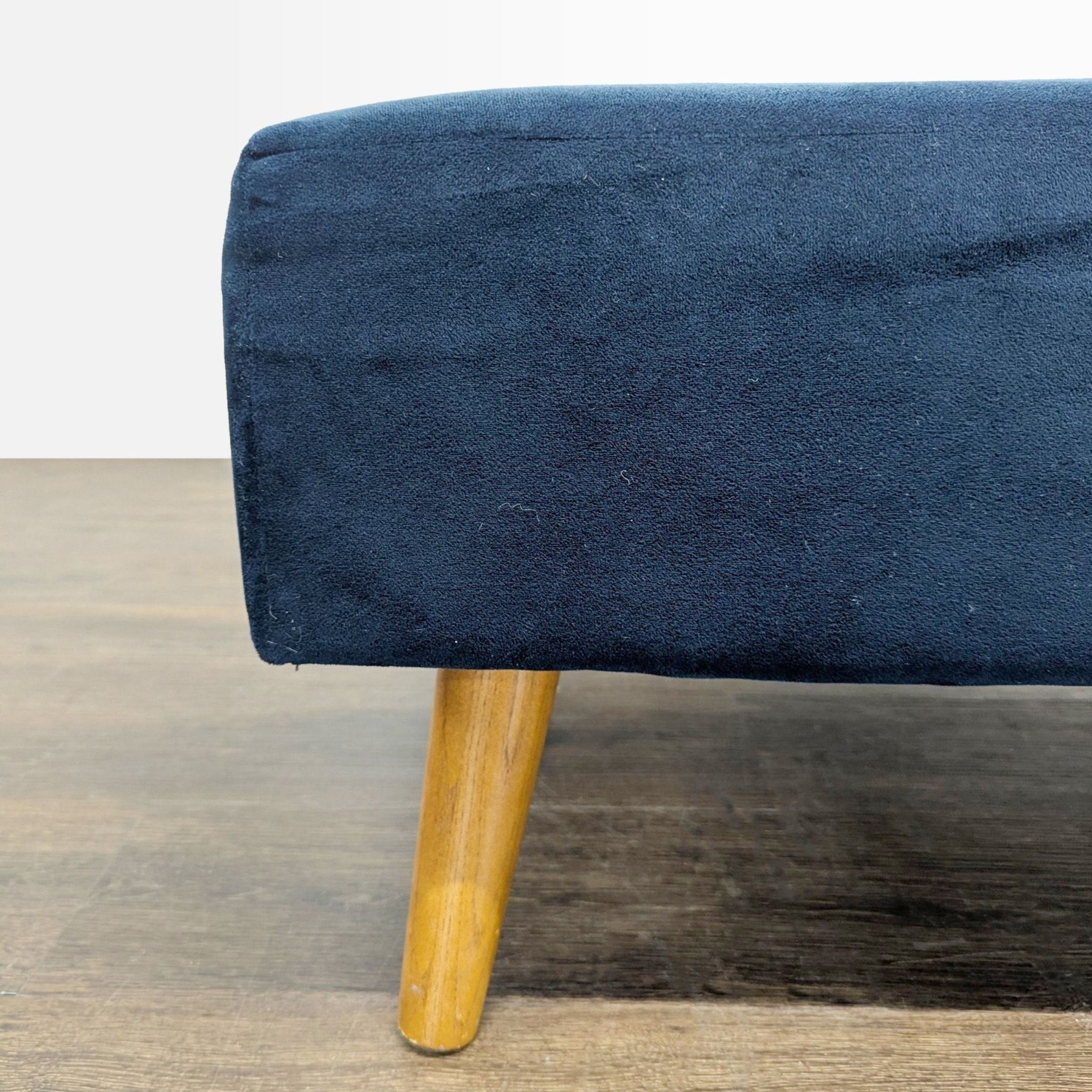 Tufted Ottoman on Wood Legs	 - image-2