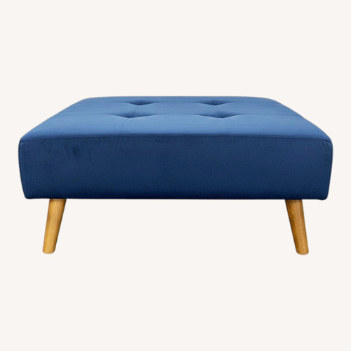 Used Tufted Ottoman on Wood Legs	 for sale on AptDeco