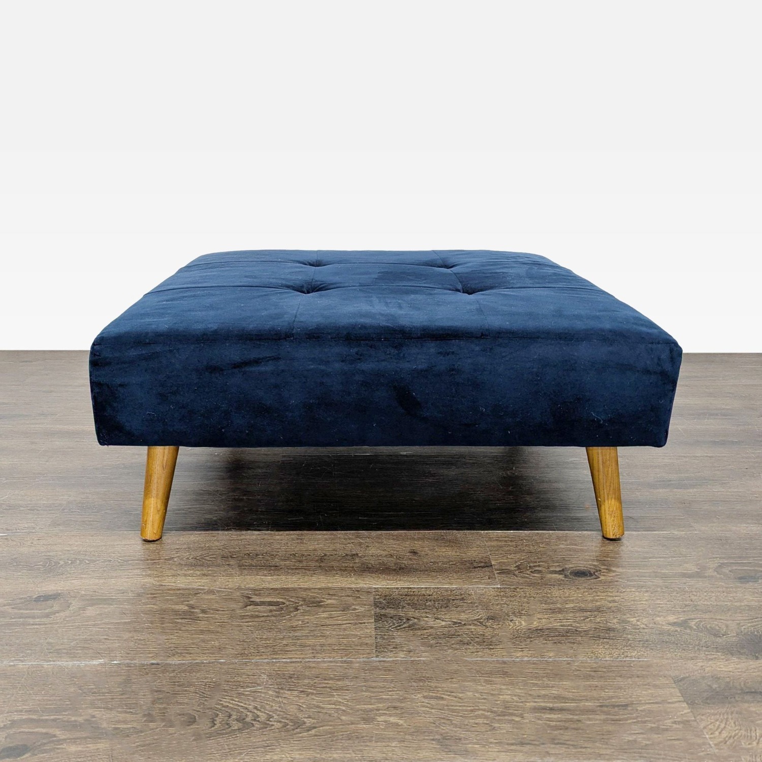 Tufted Ottoman on Wood Legs	 - image-3