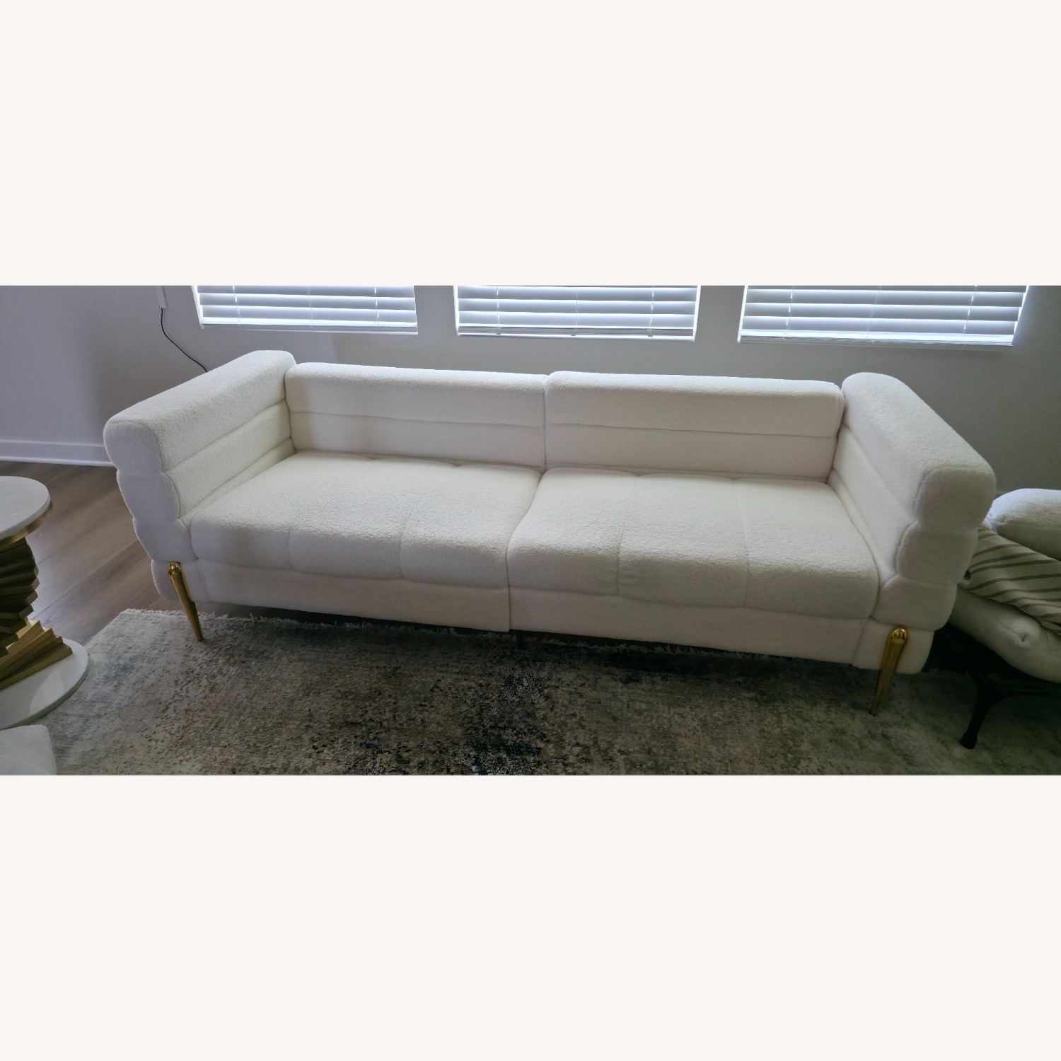 White Fabric 3+ Seater Sofa - image-2