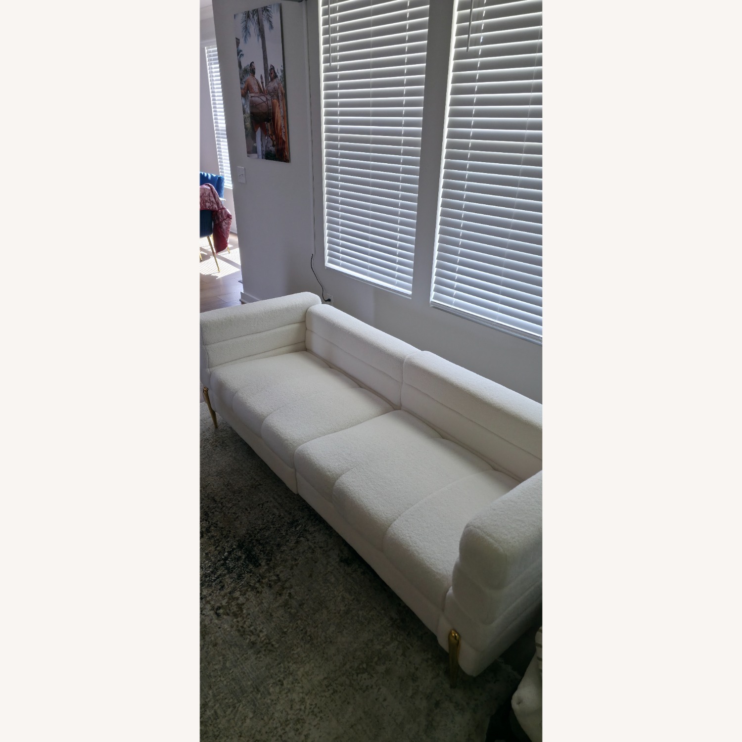 White Fabric 3+ Seater Sofa - image-3