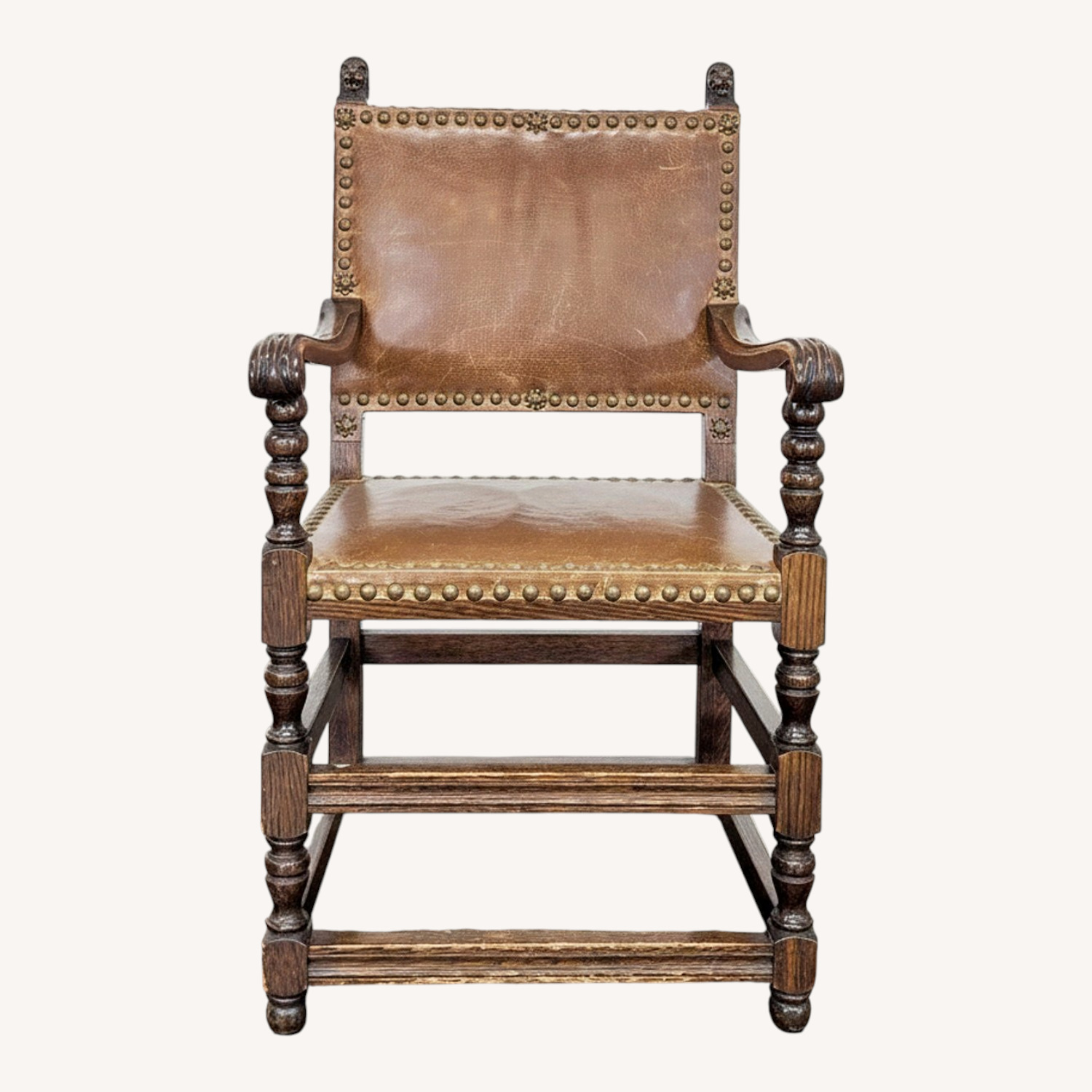 Vintage Leather Dining Armchair - image-0