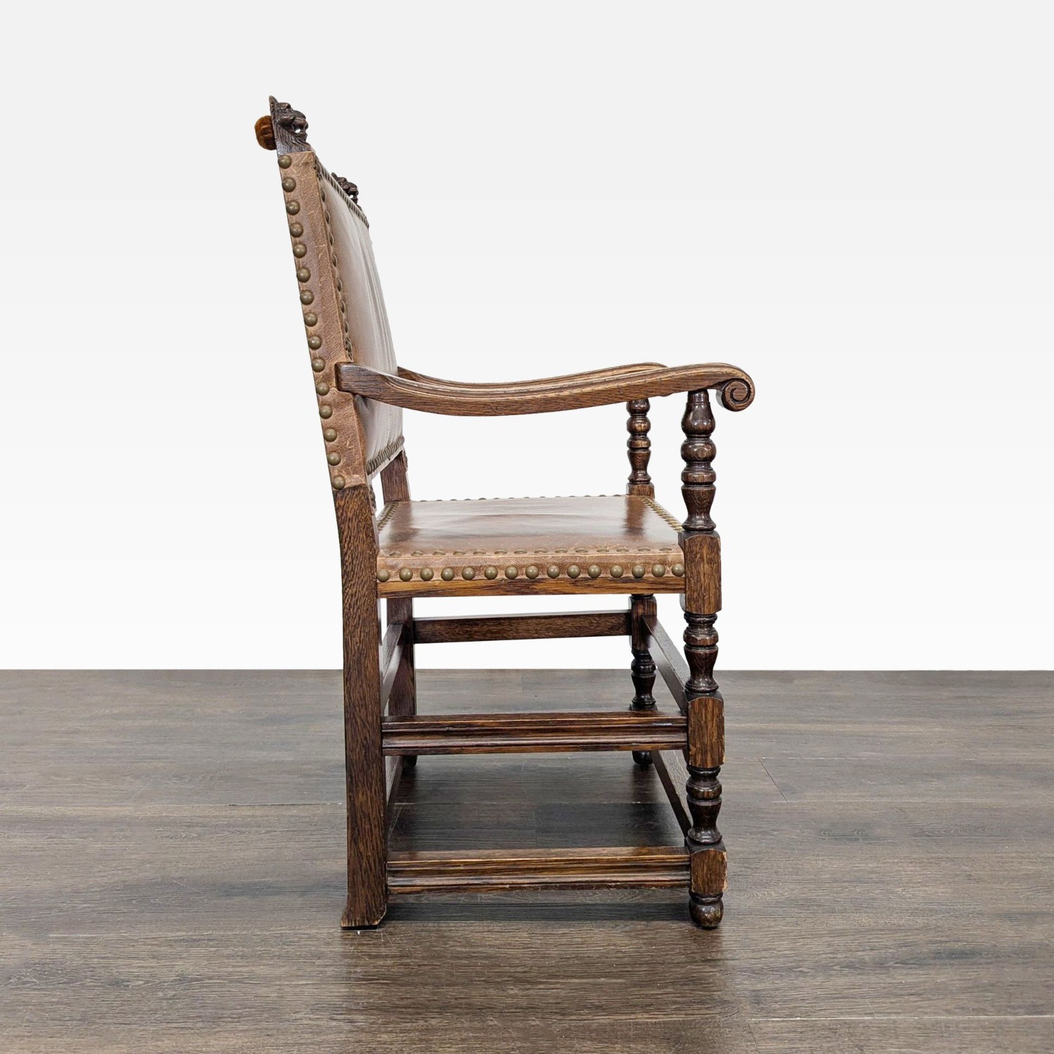Vintage Leather Dining Armchair - image-7