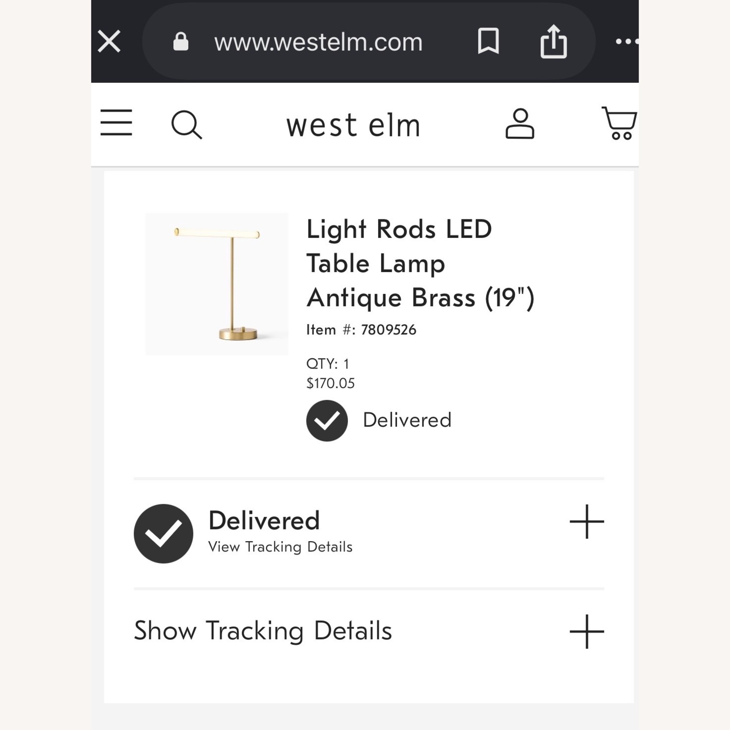 West Elm Gold Metal Table Lamp - image-4