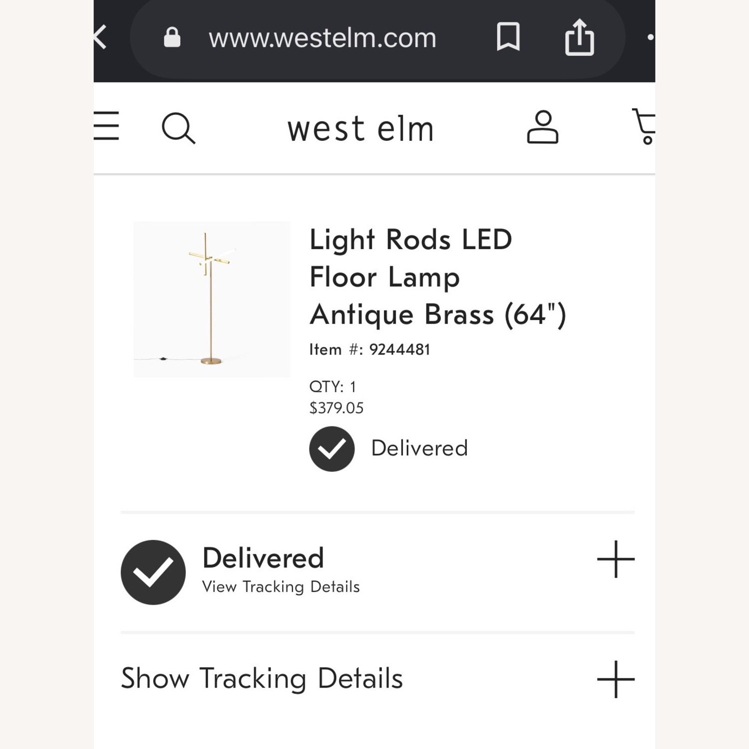 West Elm Gold Metal Floor Lamp - image-8