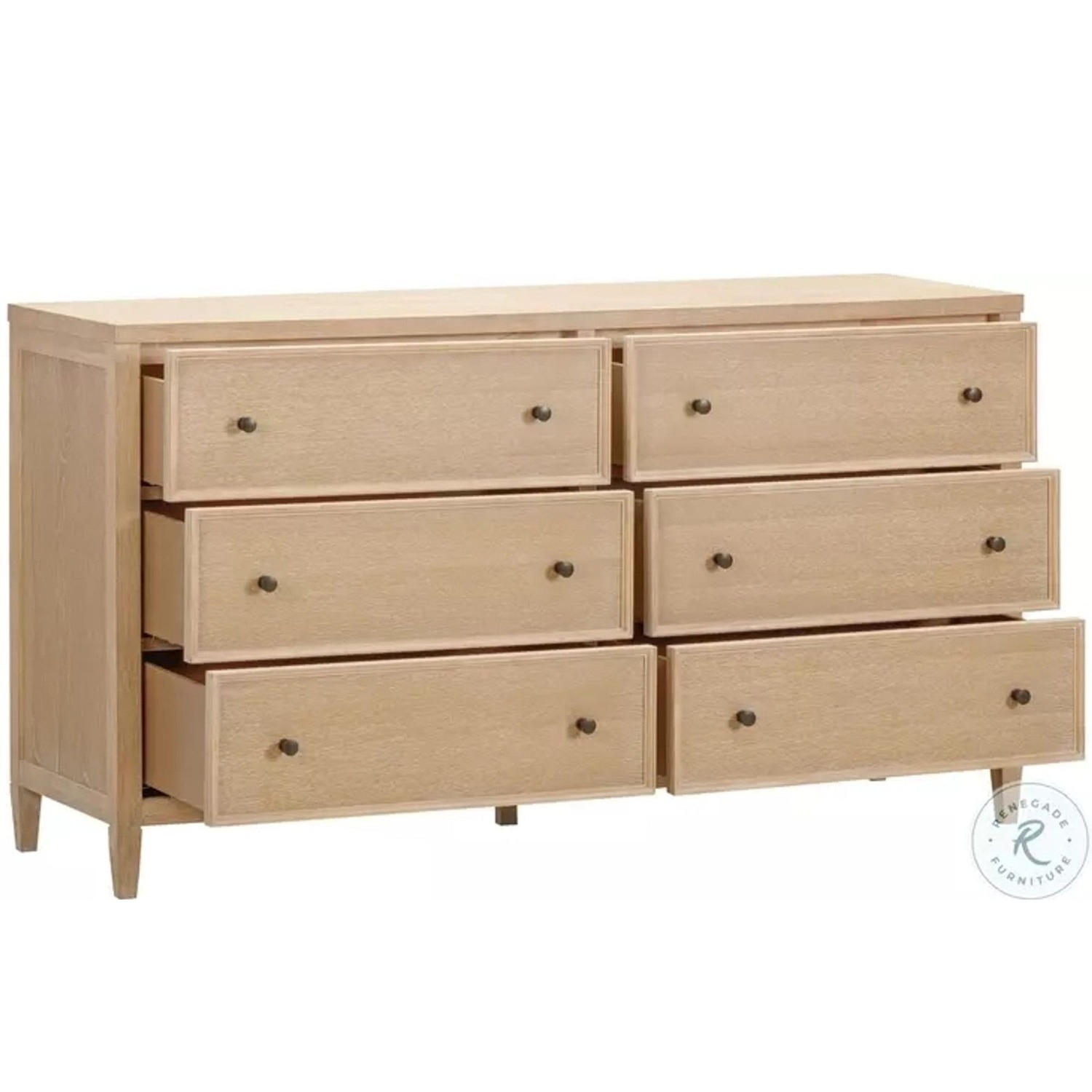 Bristol Park Whitewashed Oak Wood 6-Drawer Dresser - image-7
