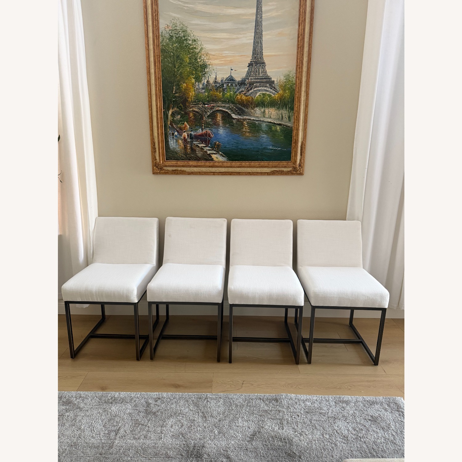 Restoration Hardware White Fabric Dining Chair - image-2
