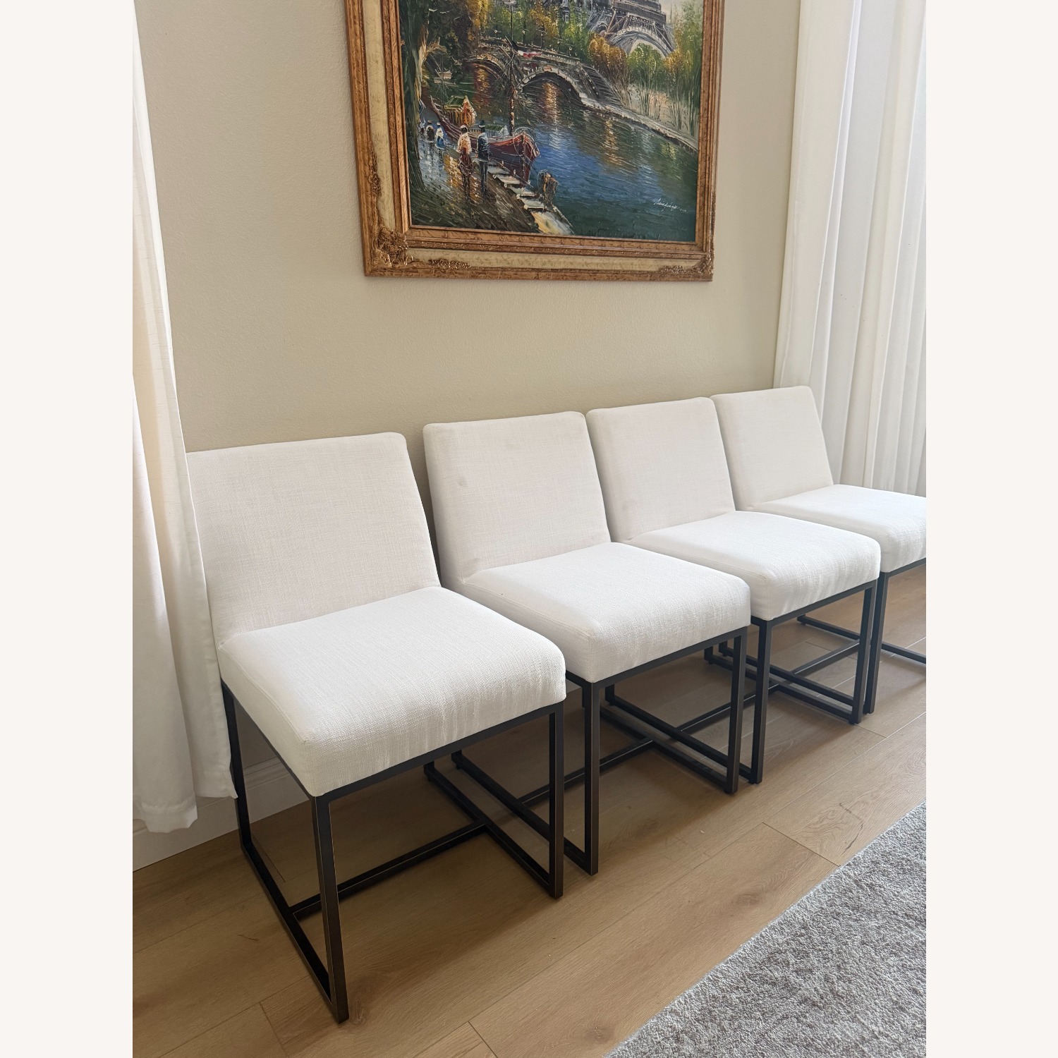 Restoration Hardware White Fabric Dining Chair - image-3
