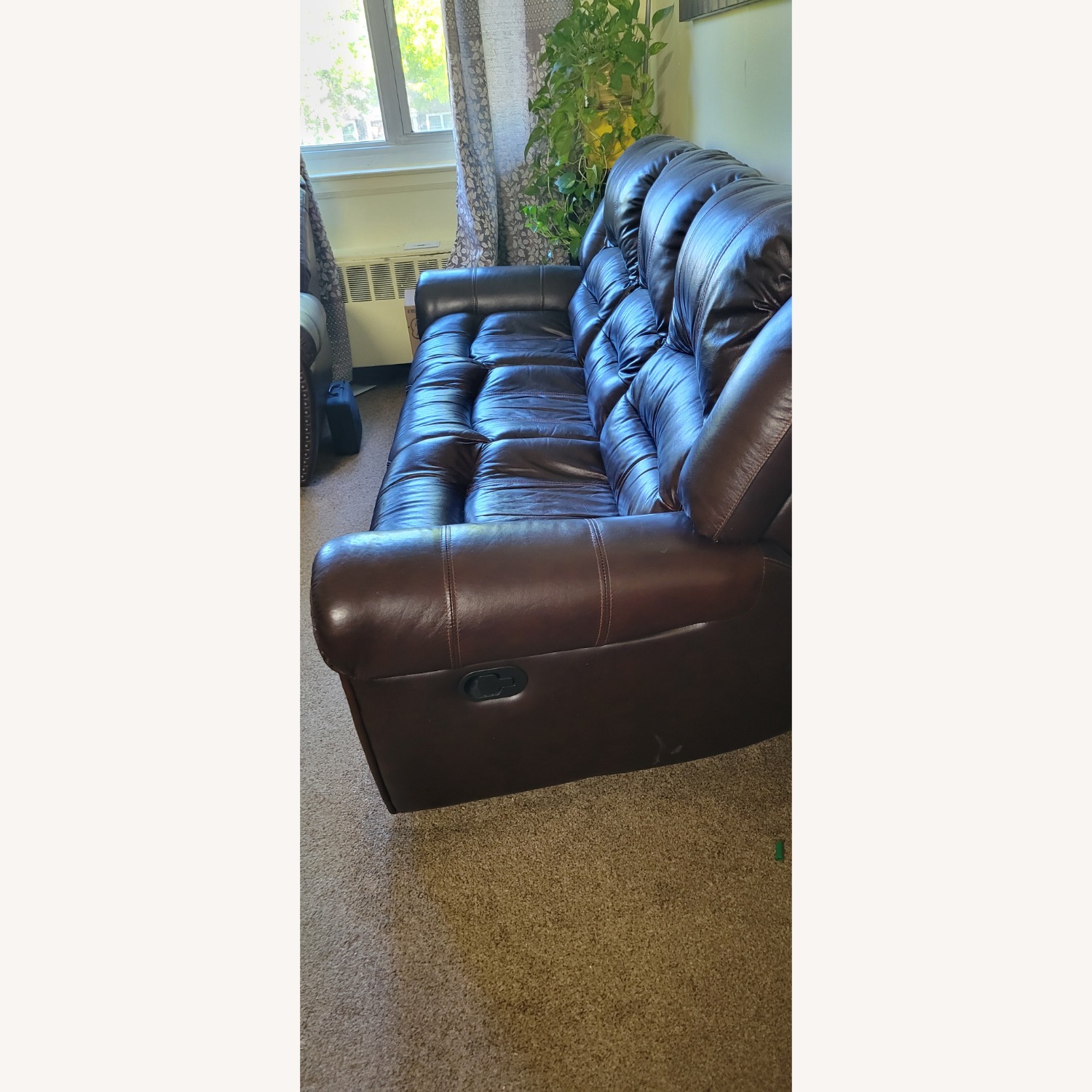 Dark Brown Leather 2 Piece Sectional - image-2