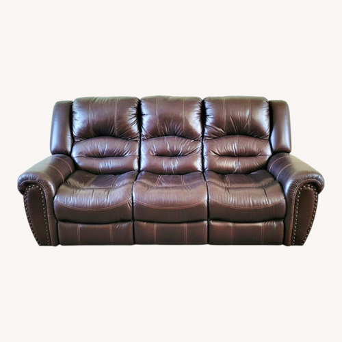 Used Dark Brown Leather 2 Piece Sectional for sale on AptDeco