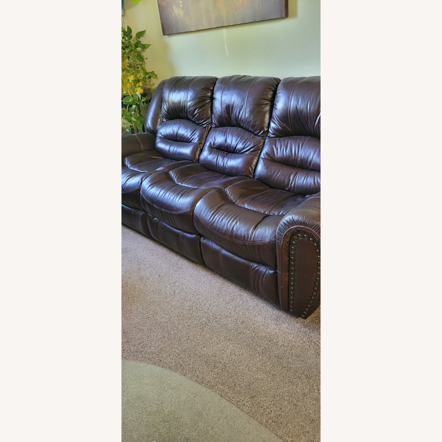 Dark Brown Leather 2 Piece Sectional - image-3