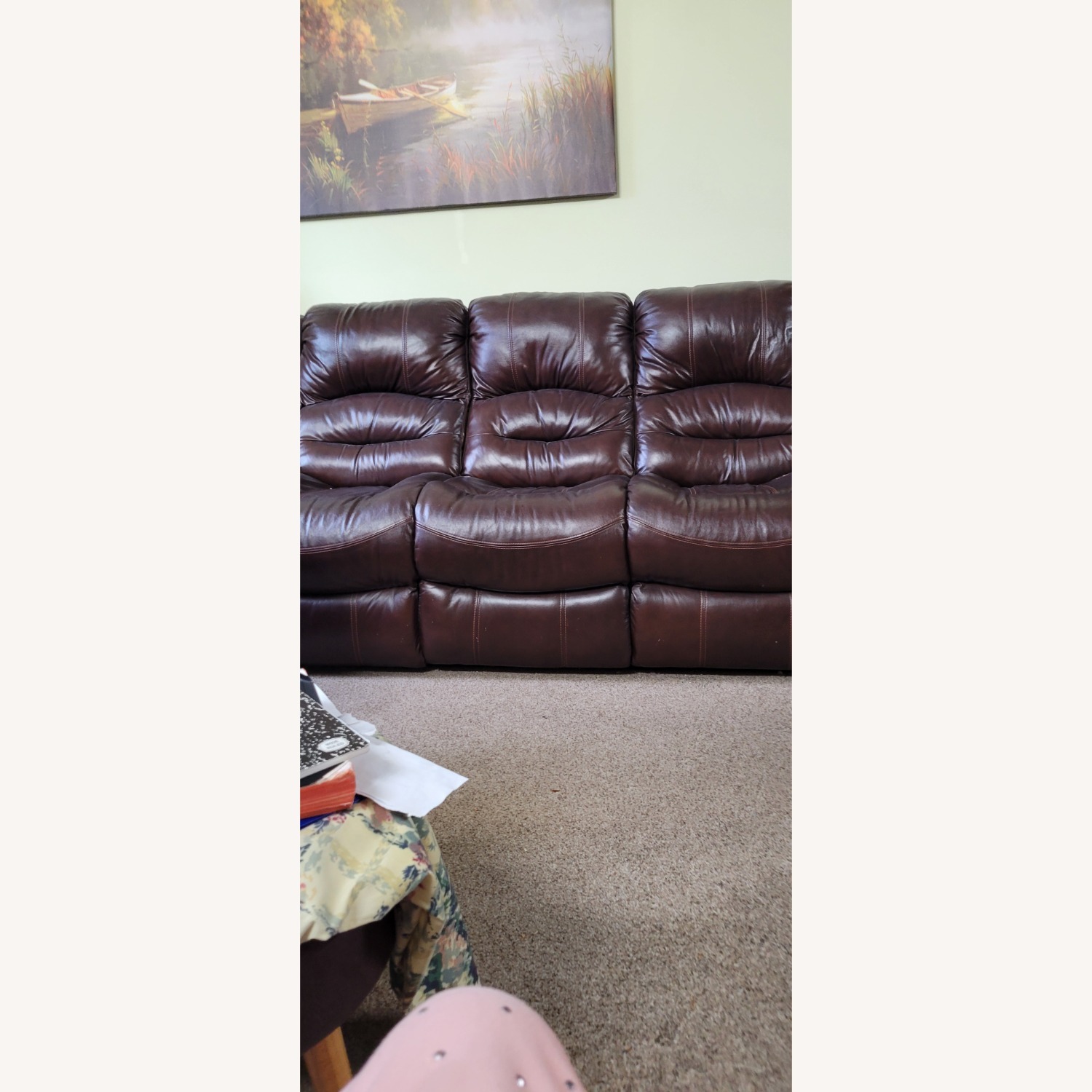 Dark Brown Leather 2 Piece Sectional - image-1