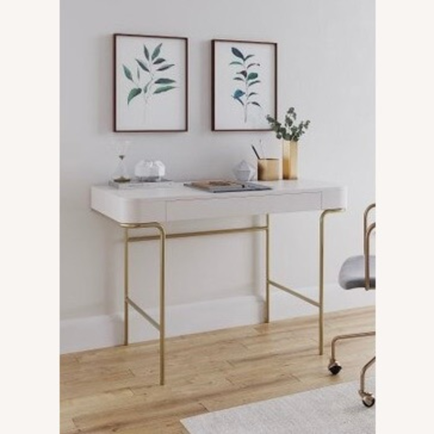 West Elm White&Gold Desk - image-2