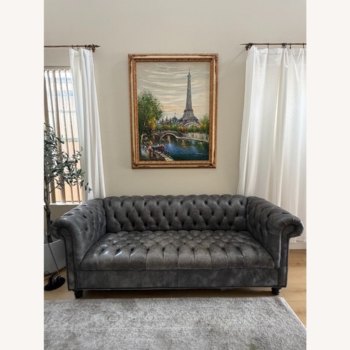 Used Arhaus Berwick Dark Gray Faux Leather 3+ Seater Sofa for sale on AptDeco
