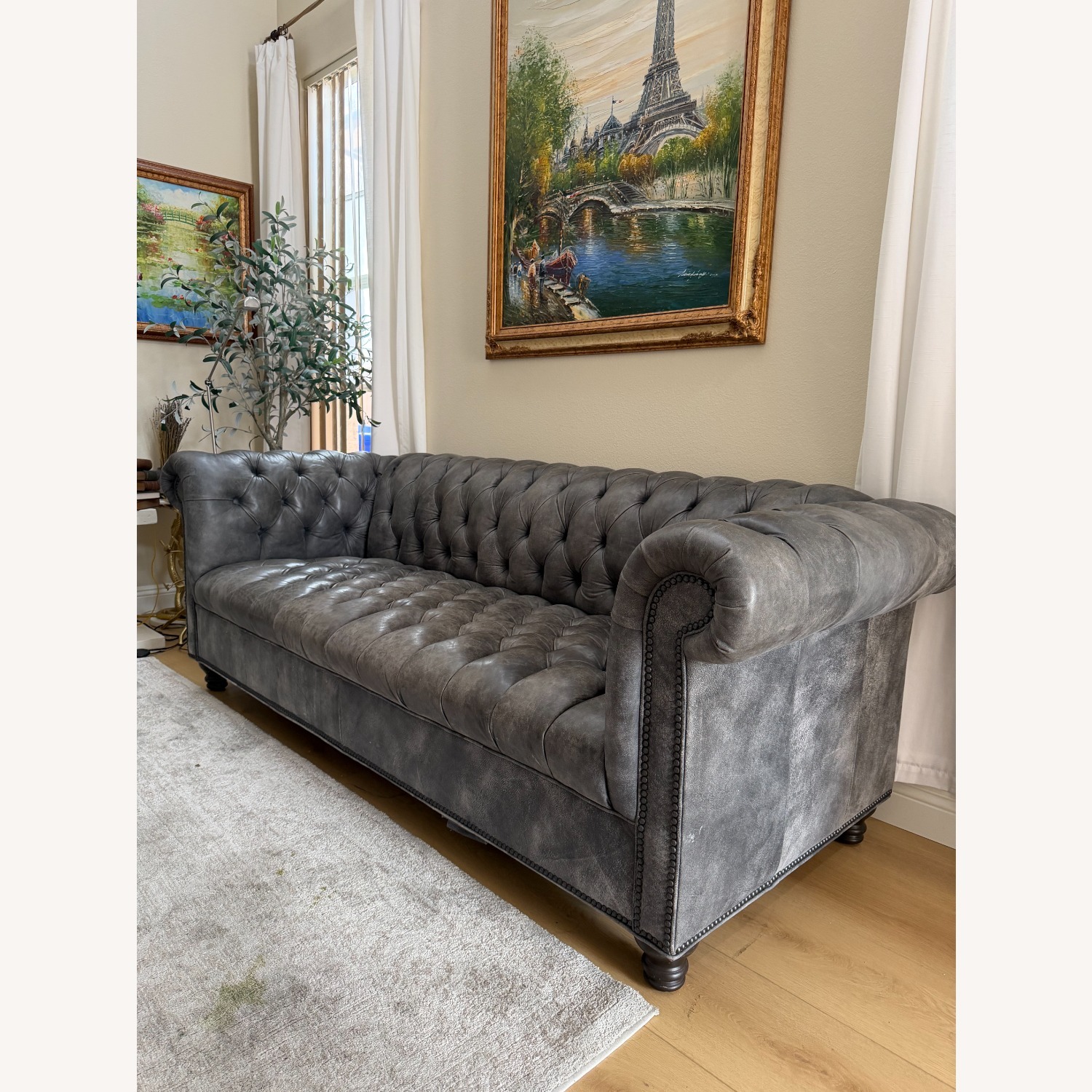 Arhaus Berwick Dark Gray Faux Leather 3+ Seater Sofa - image-2