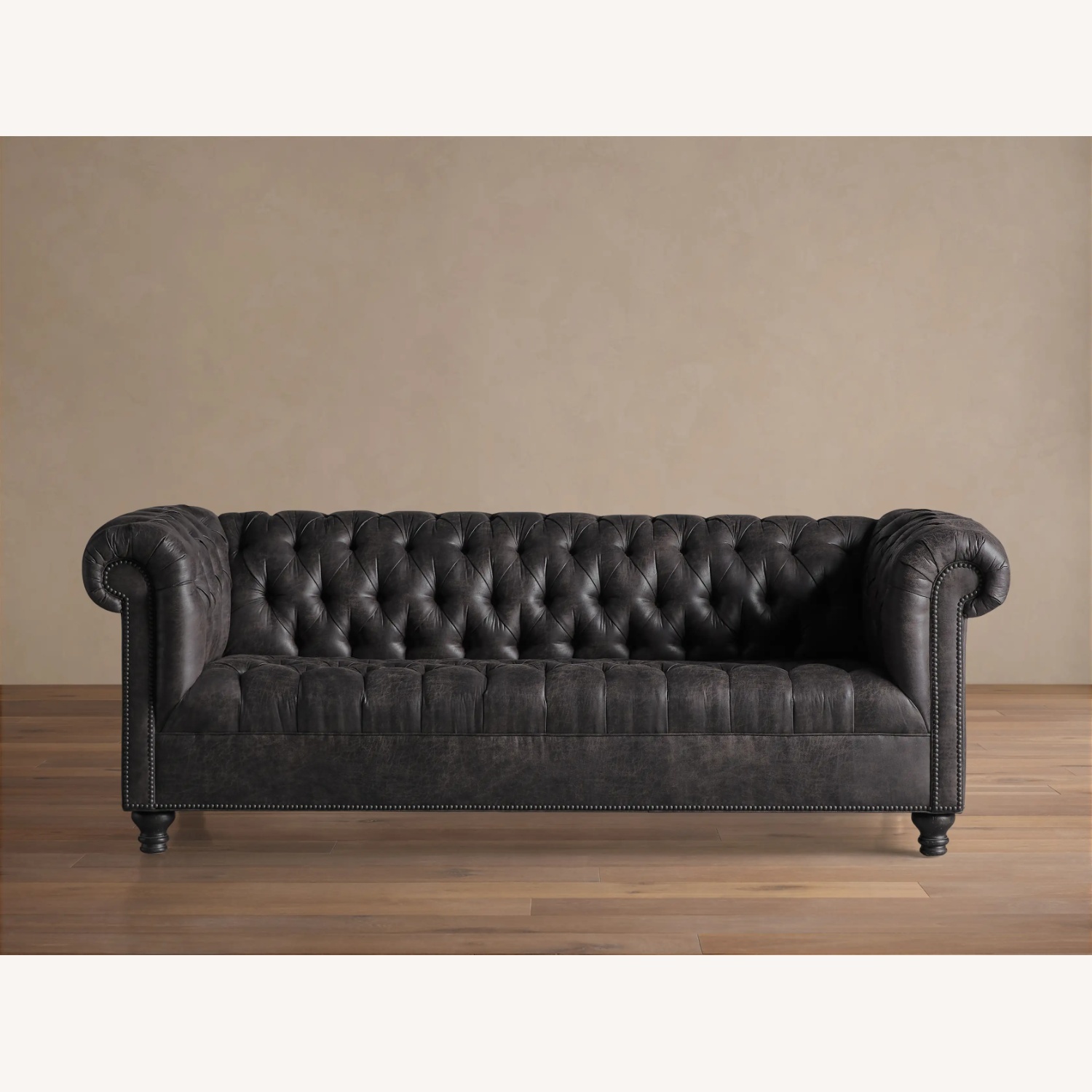 Arhaus Berwick Dark Gray Faux Leather 3+ Seater Sofa - image-4