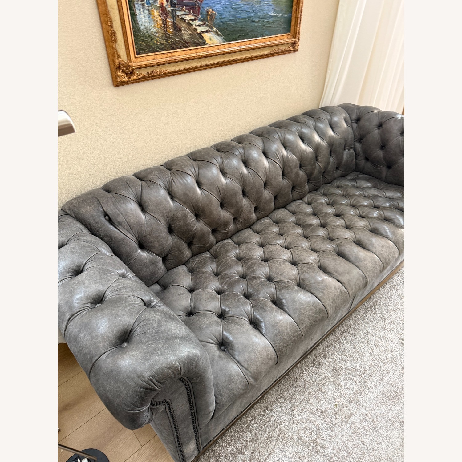 Arhaus Berwick Dark Gray Faux Leather 3+ Seater Sofa - image-3