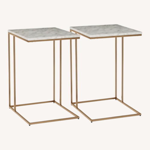 Used West Elm Marble Side Tables Set of 2 for sale on AptDeco
