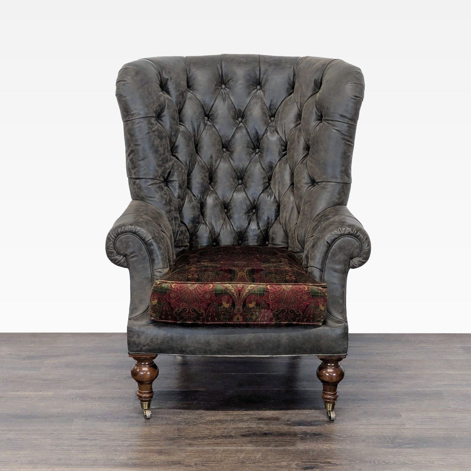 Lillian August Tufted Leather & Fabric Club Chair - image-7